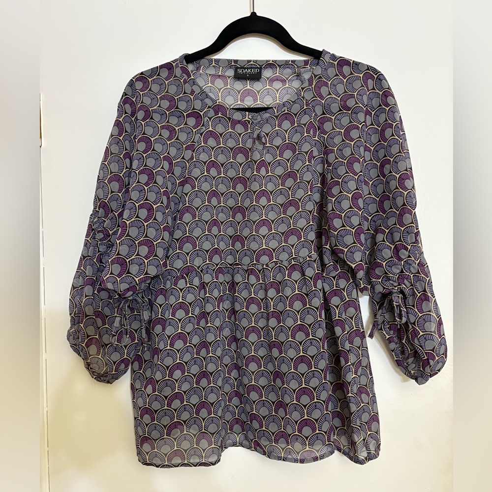 Soaked Purple Patterned Blouse
